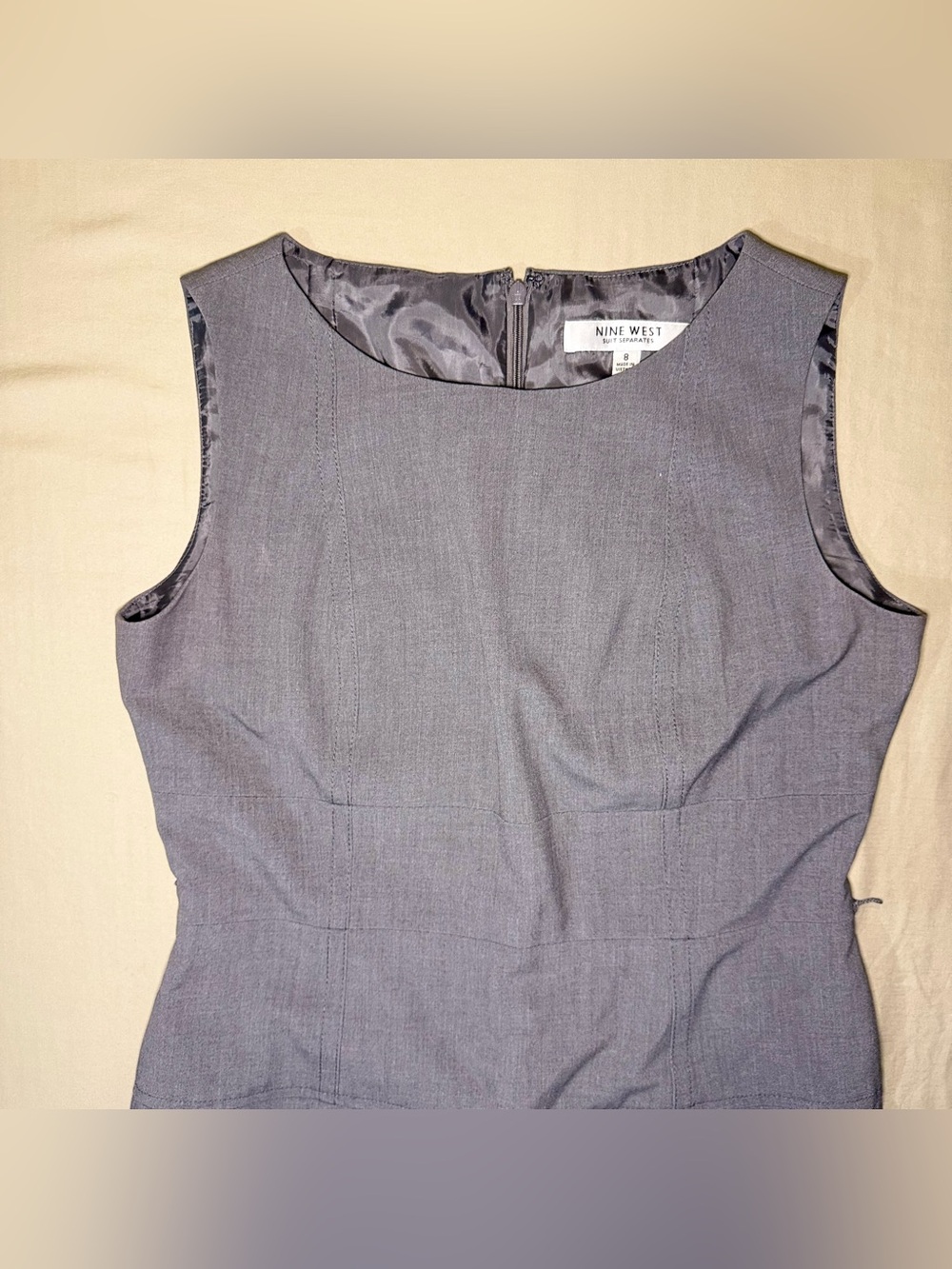 Nine West Tailored Sleeveless Sheath Dress in Gray size 8 - Picture 4 of 12